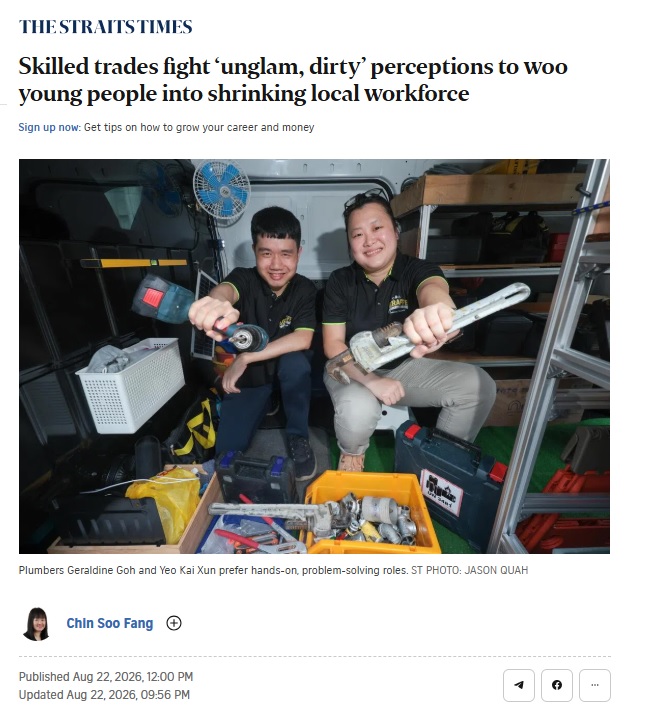 260822 Straits Times Unglam Skilled Trades
